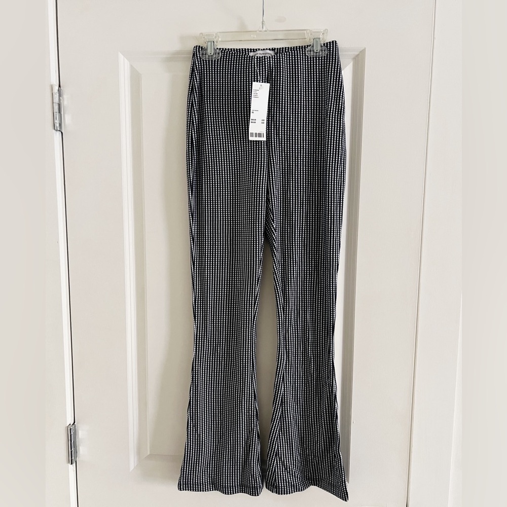 NWT urban outfitters navy gingham flare pants size XS